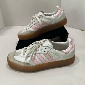 ADIDAS Samba OG Leather White Pink Gum Sole Sneakers Youth 5.5